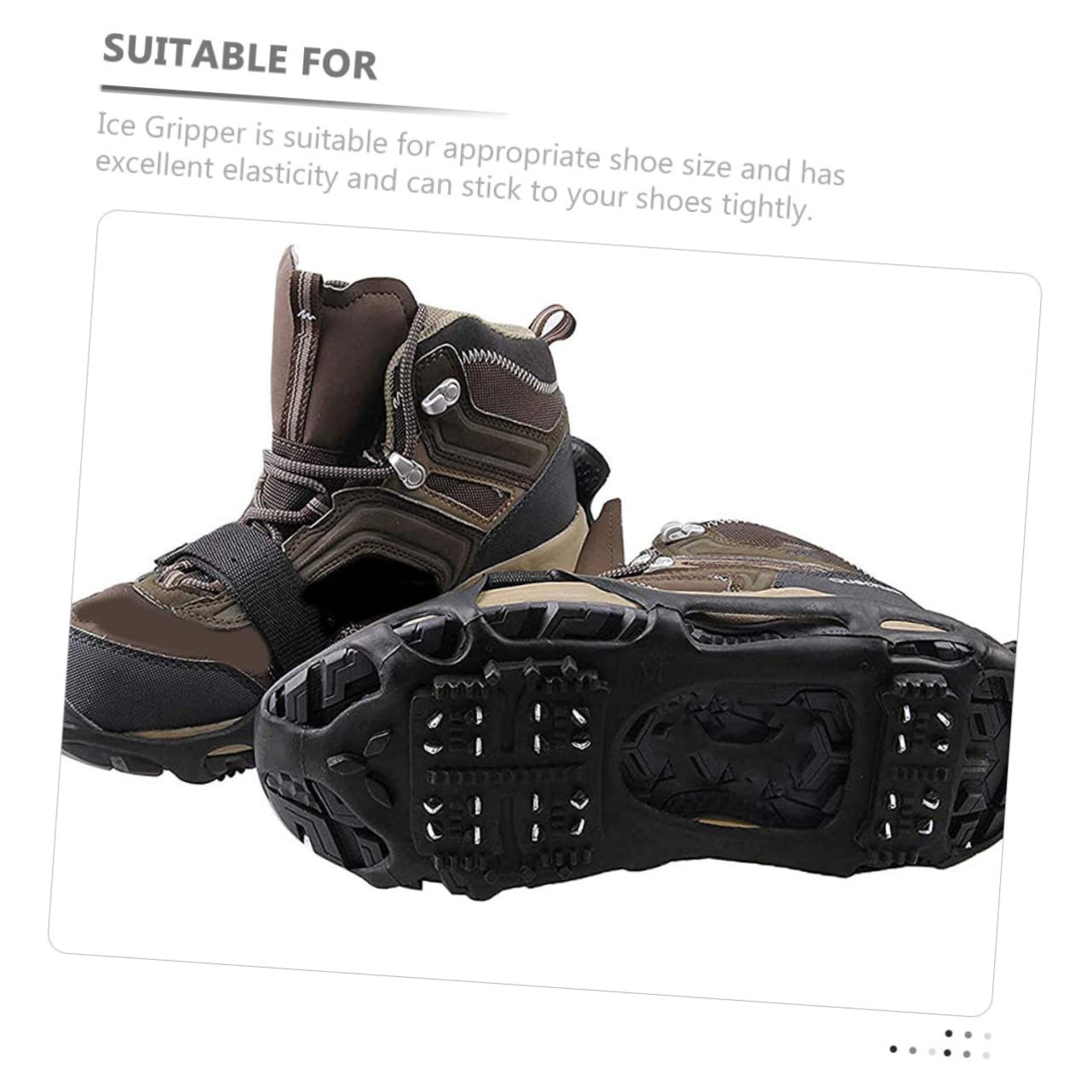 Veemoon 1set Ice Cleats for Boots Tip Non-Slip Grippers for Snow and Ice Durable Outdoor Shoe Accessories for Hiking Fishing and Climbing Lightweight Easy to Clean