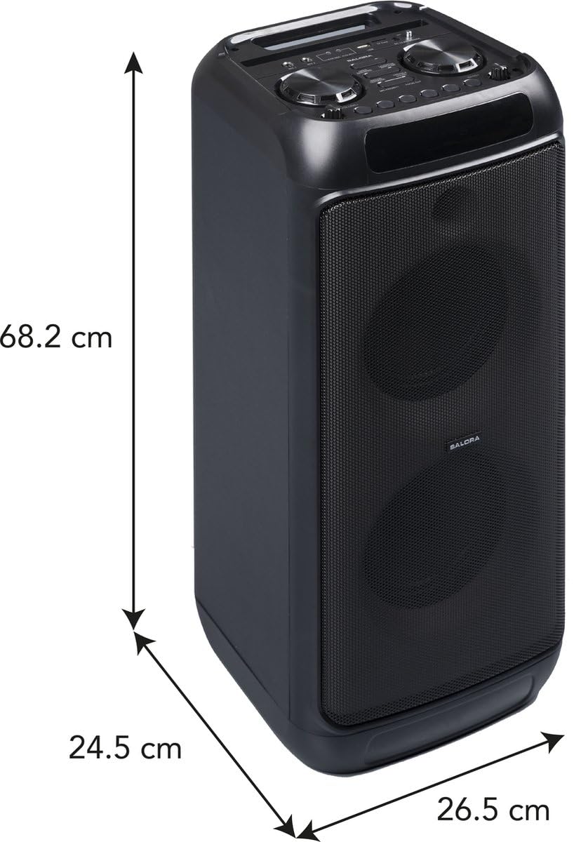 SALORA PARTYBOX400 Cassa Bluetooth Portatile Potente 400W con Luci LED | Speaker Potente, 5+ Ore Autonomia, USB/SD/Microfono | Per Feste, Eventi e Esterno | Cassa Amplificata Portatile Nero