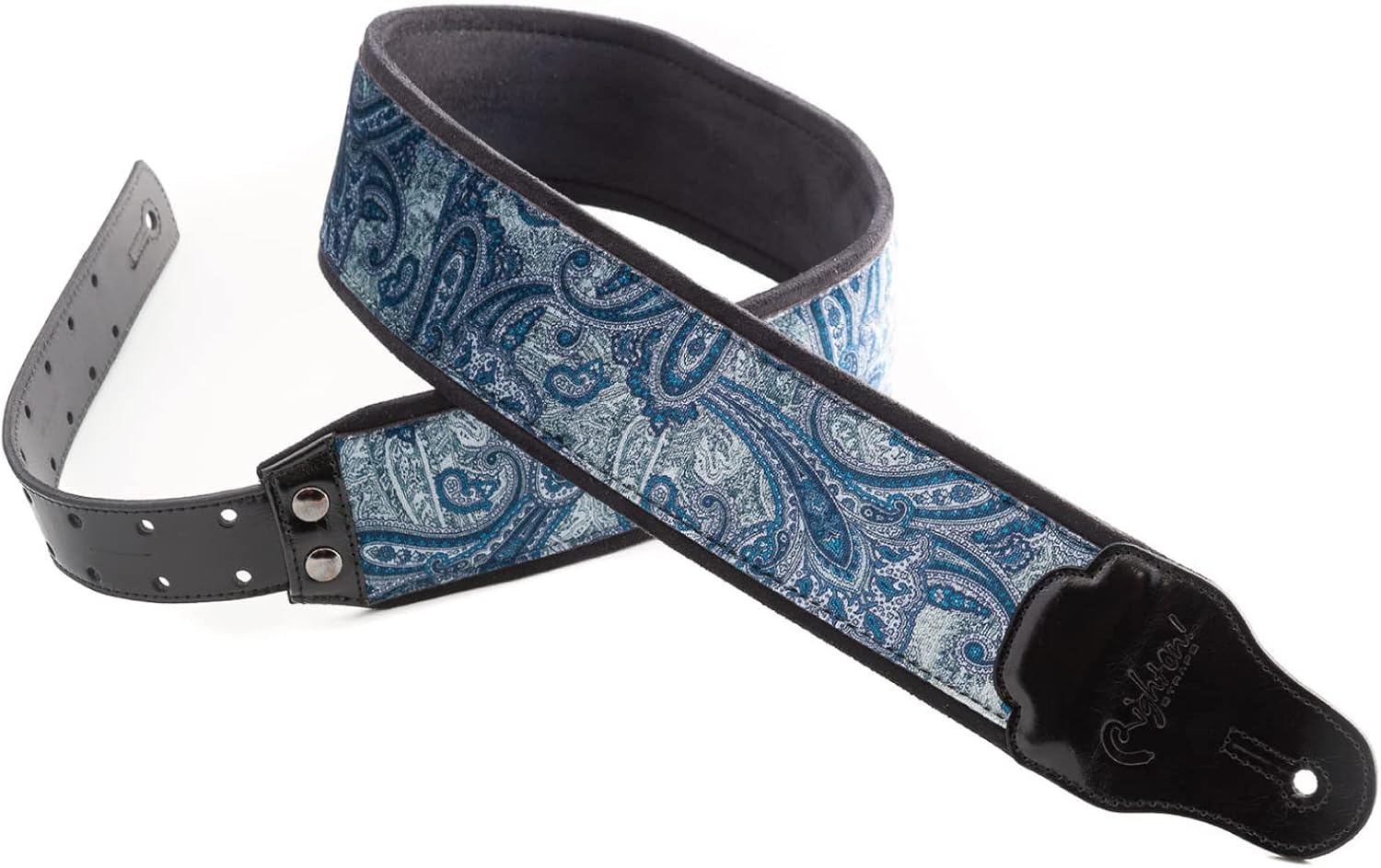 ギターストラップ　本革3mm厚ウエスタンバックル117〜130cm　紫ターコイズ ギターストラップ 本革3mm厚ウエスタンバックル117〜130cm 紫