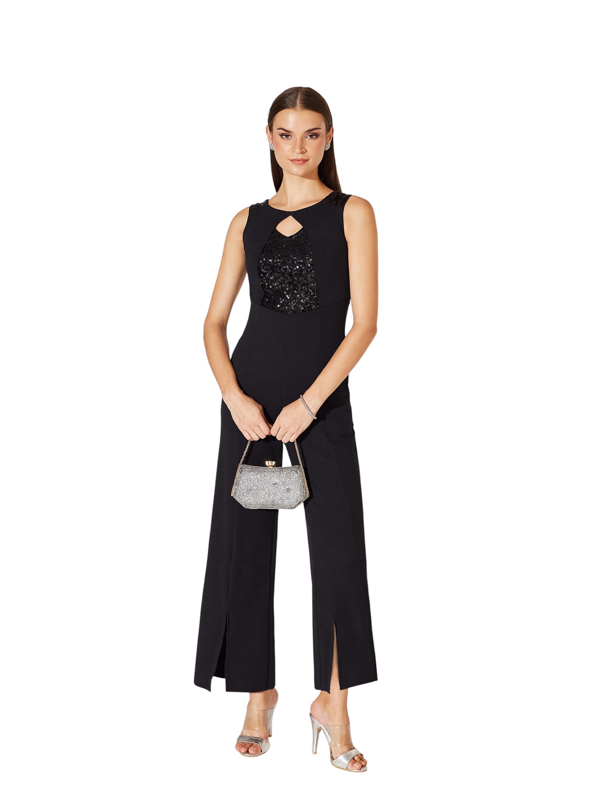 miss chase Women's Embellished Sweet-heart neck Sleeveless Side Pocketed Polyester Jumpsuit-picture-47