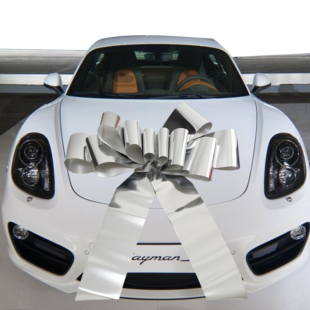 Photo 1 of 1Pc Giant Car Bow,23 Inch Giant Gift Bow for Large Gift Decoration,Giant Presents,Lady Surprise Party,Wedding Reception,Birthday,Christmas Bows for Car,Gift Bow (Metallic Sliver)