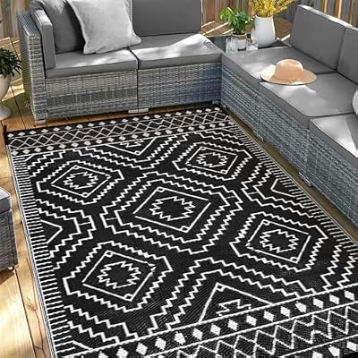 Anidaroel Outdoor Rugs for Patios Clearance Decor, 6x9ft Waterproof Reversible Plastic Straw Outside Area Rug, Stain & UV Resistant Camping Rugs for Outside Your RV, Pool Deck, Backyard