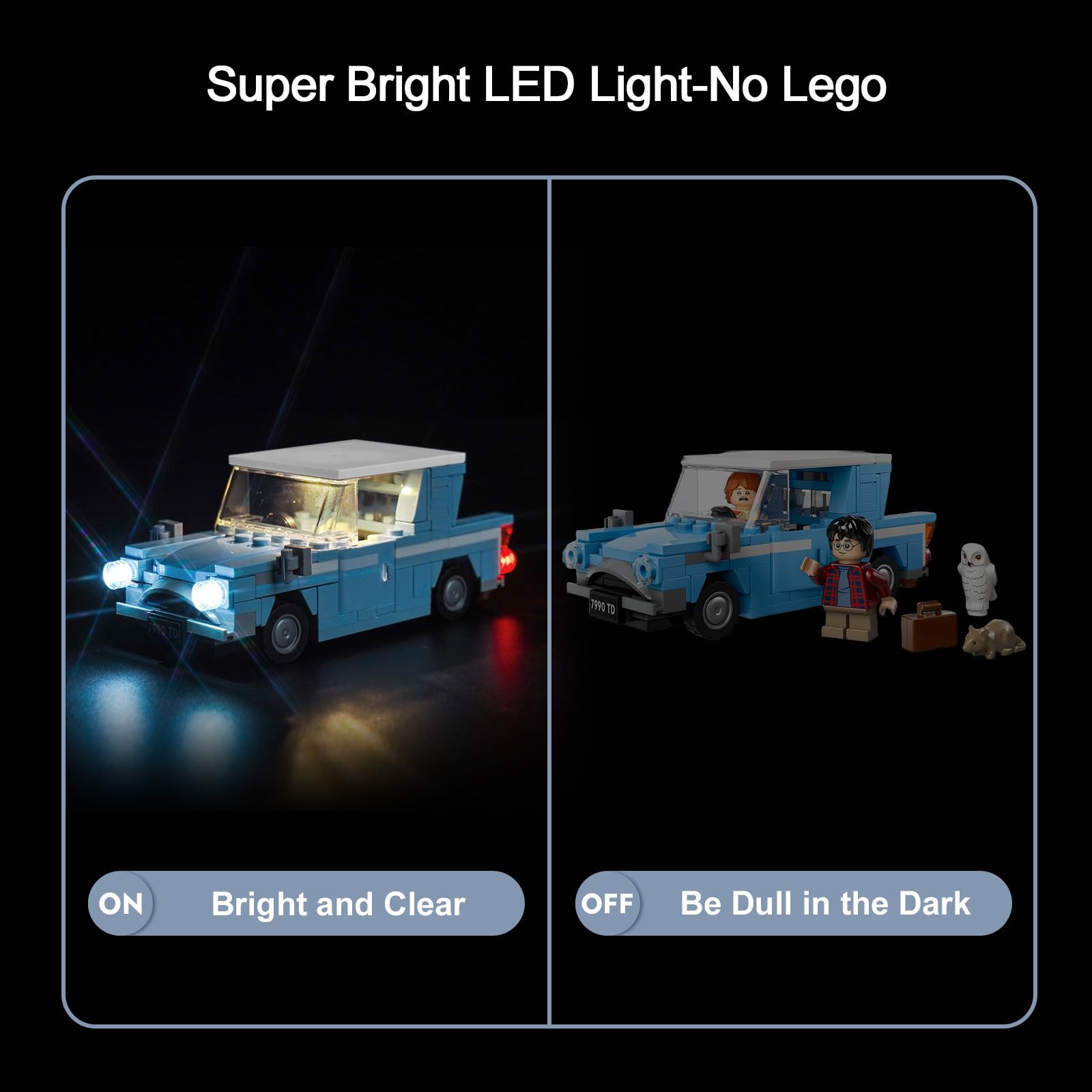 Led Light Set for Lego Flying Ford Anglia (No Lego), Decoration Lighting Set for 76424 Creative Toys, Blue, 10.5 cm x 15.5 cm x 3 cm - Image 3