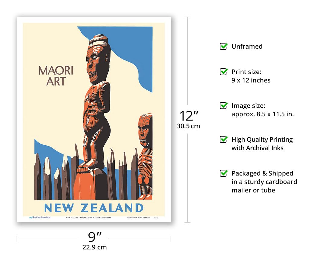 Amazon.com: New Zealand - Maori Art - Carved Wooden Statues Poster