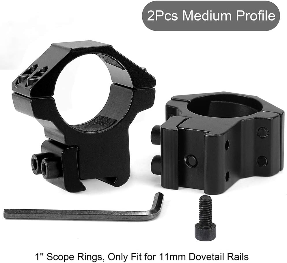 LONSEL 1'' Dovetail Scope Rings, 2Pcs High Profile & 2Pcs Medium Profile 1 Inch Scope Mount Rings for 11mm Dovetail Rails - Pack of 4 : Sports & Outdoors