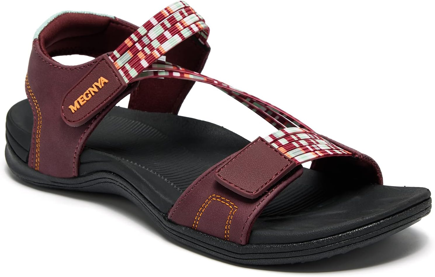 MEGNYA Ladies Summer Sandals for Adventurous, Comfortable Slingback Walking Sandals for Women Bordeau Size 7