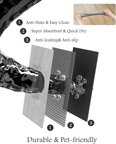 Miniatura 6 de Tapete para comedero de mascotas, absorbente, para tazón de alimentos y dispensador de agua del perro, no deja manchas, se seca rápido, para