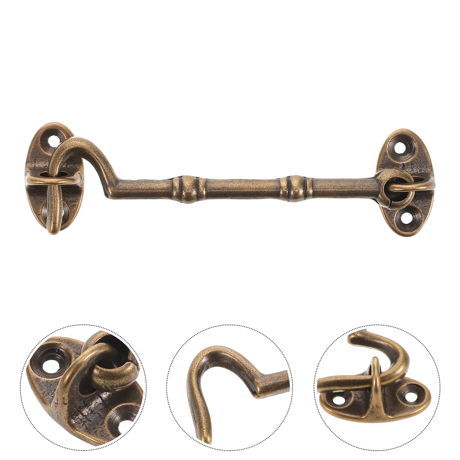 Amosfun Door Hook Latch Replacement Kit Vintage Brass Construction Window Door Lock Set Easy Install