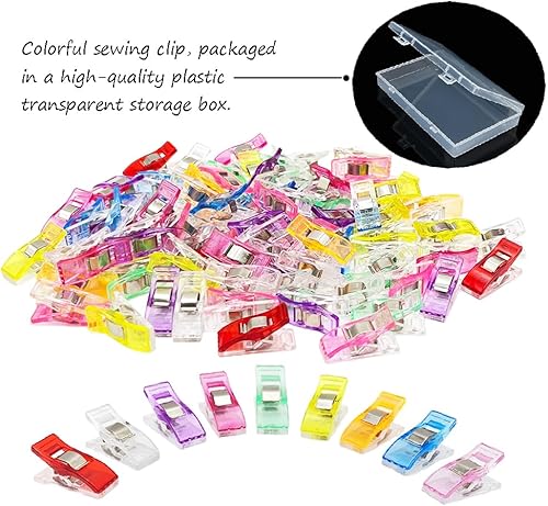 Miniatura 9 de Clips de acolchado y clips de tela de costura, 200 clips de costura multiusos para acolchar y manualidades, clips de plástico de varios colores para