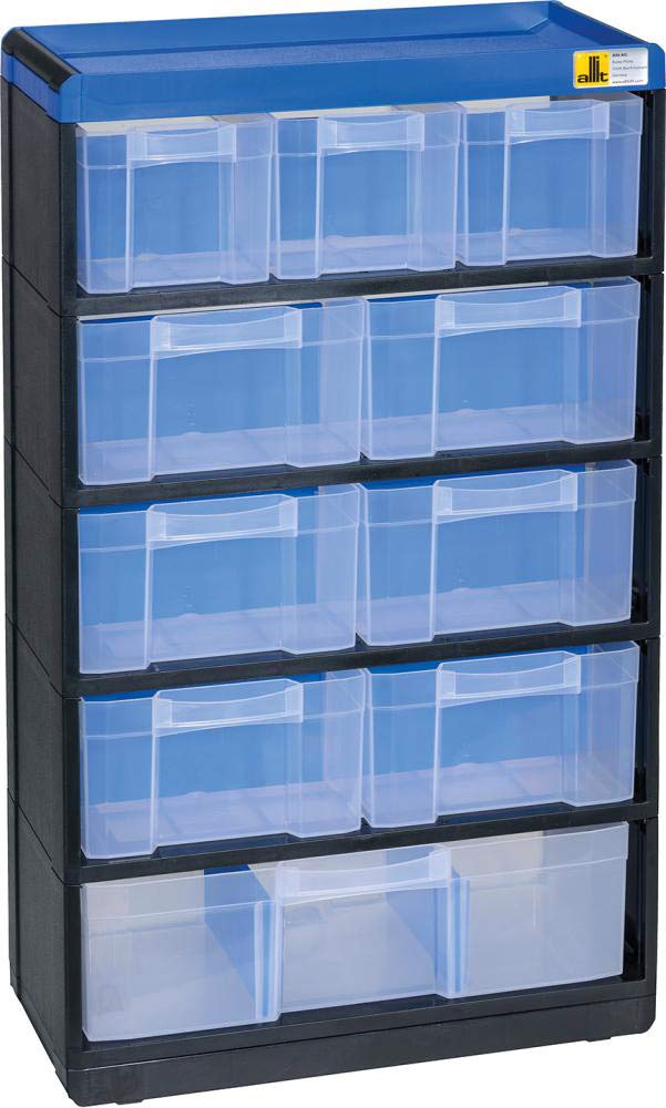 Allit Kleinteilmagazin VarioPlus Pro 53/21 – 300 x 525 x 135 mm – Schwarz/Blau