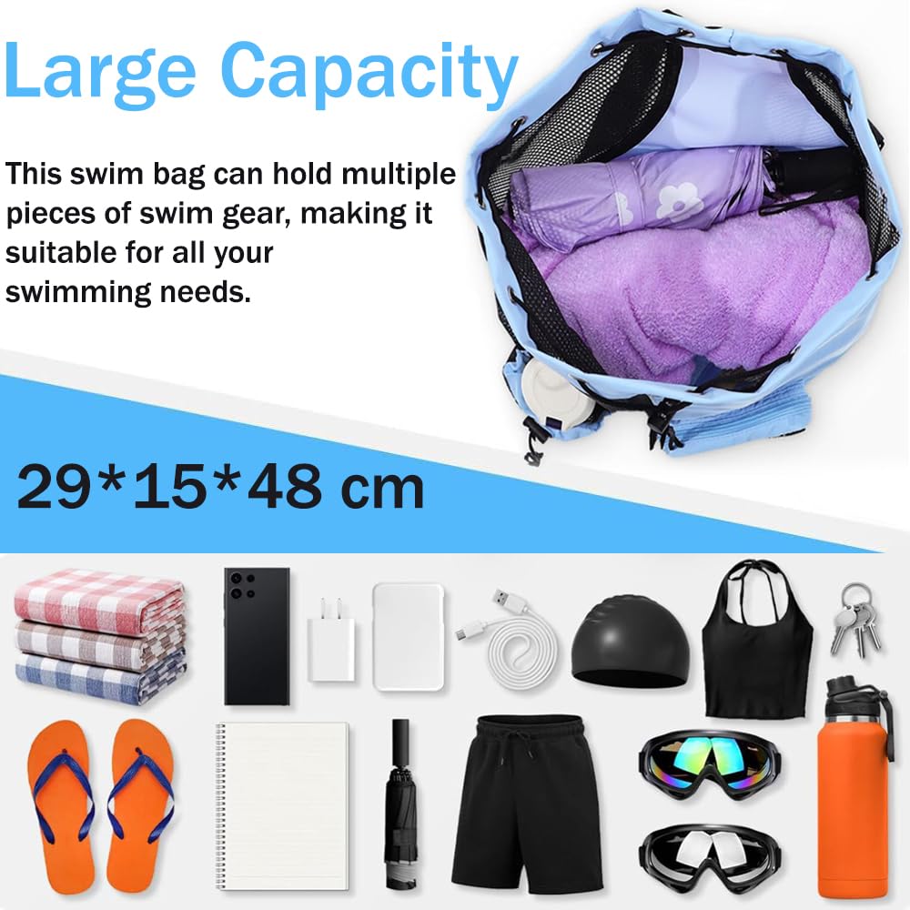 YGCHEN Bolsa de Natación de Malla, Mochila Deportiva Multiusos, Bolsa de Piscina Secado Rápido, Ideal para Piscina, Playa, Gimnasio (Hombre, Mujer)