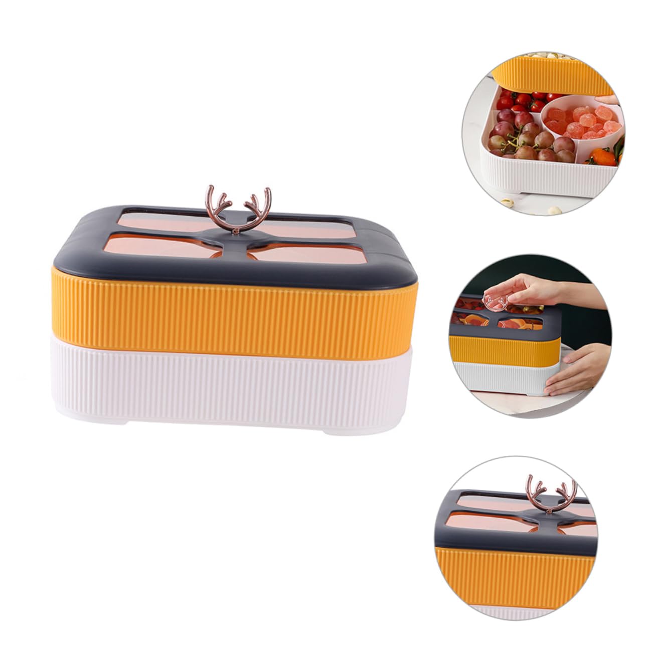 PRETYZOOM Porta Dulces con Tapa y Compartimentos Múltiples de Pp | Bandeja para Postres, Uso en Hogar y Navidad, Apta para Fruta Organización de Alimentos