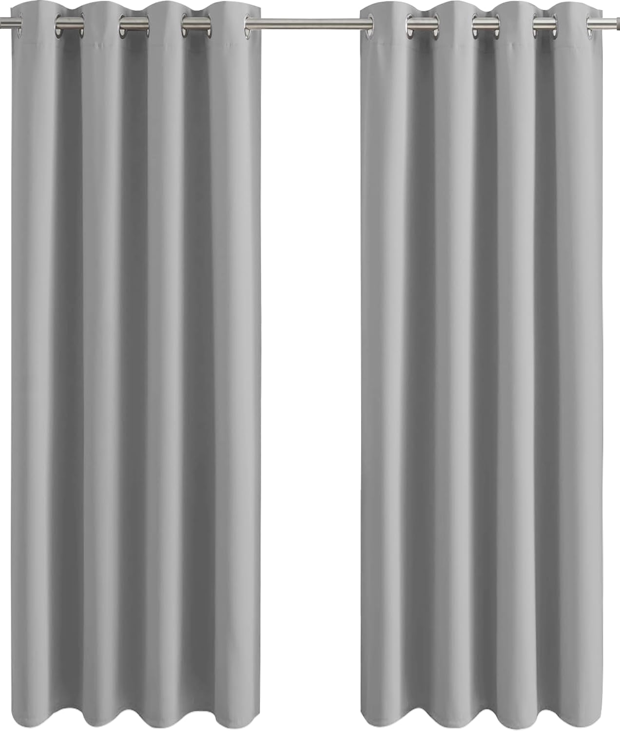 Aspire Homeware Blackout Curtains for Bedroom - Light Grey Eyelet Curtains Living Room - Thermal Insulated & Energy Saving Privacy Protection 66x90 inch Drop Curtain Drapes with Tiebacks, 2 Panels