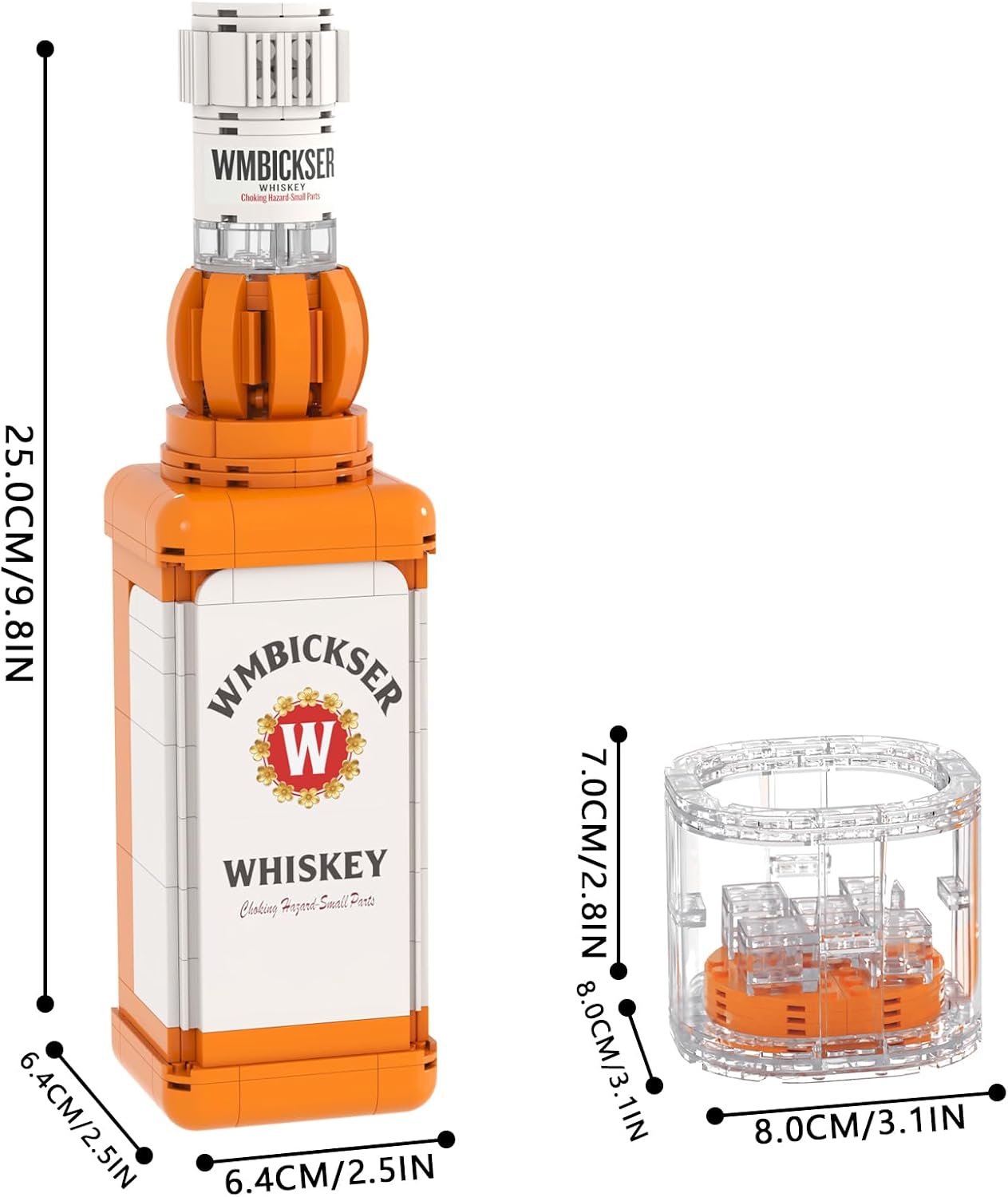 Whiskey Bottle Building Set, 402-Piece 3D Display Model Kit, Collectible Construction Toy, Creative Gift for Adults.