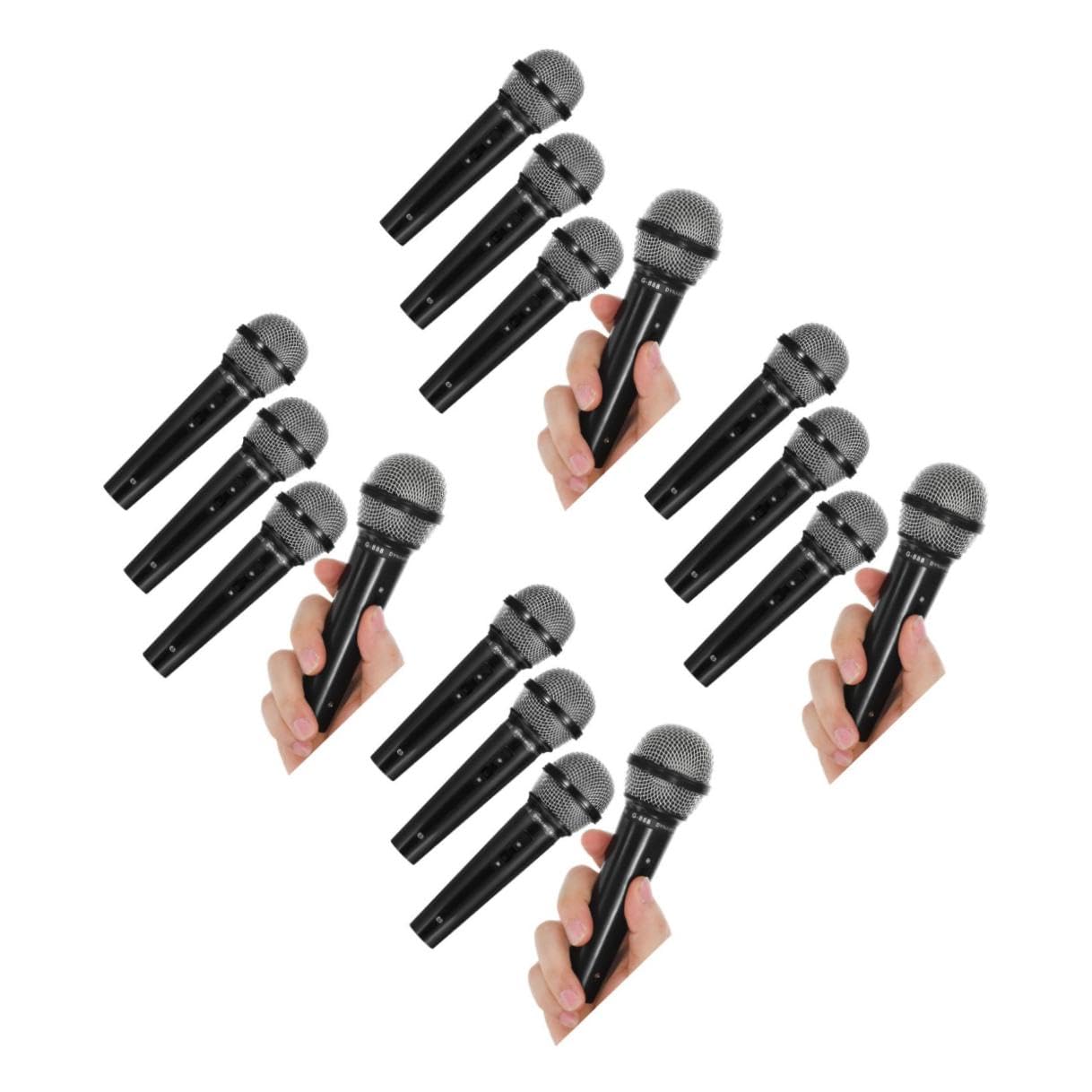 Micrófono de Juguete para 4 Unidades Accesorio Ligero de Plástico Negro Modelo Simulado para Juegos de rol Karaoke y Presentaciones Infantiles en Escenario