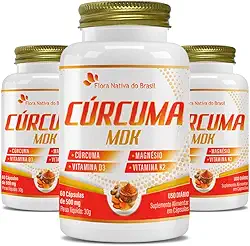 Cúrcuma MDK (Cúrcuma, Magnésio, Vitamina D3, K2) Kit 3x 60 Cápsulas Cada - Flora Nativa do Brasil