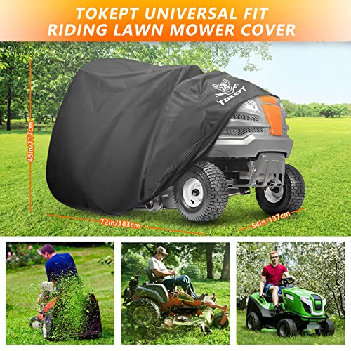 Tokept Upgrade Heavy Duty Waterproof Material 300D Tractor Style Large Lawn Mower Cover With Wind Buckle For All Inclement Weather Xl #TOP1