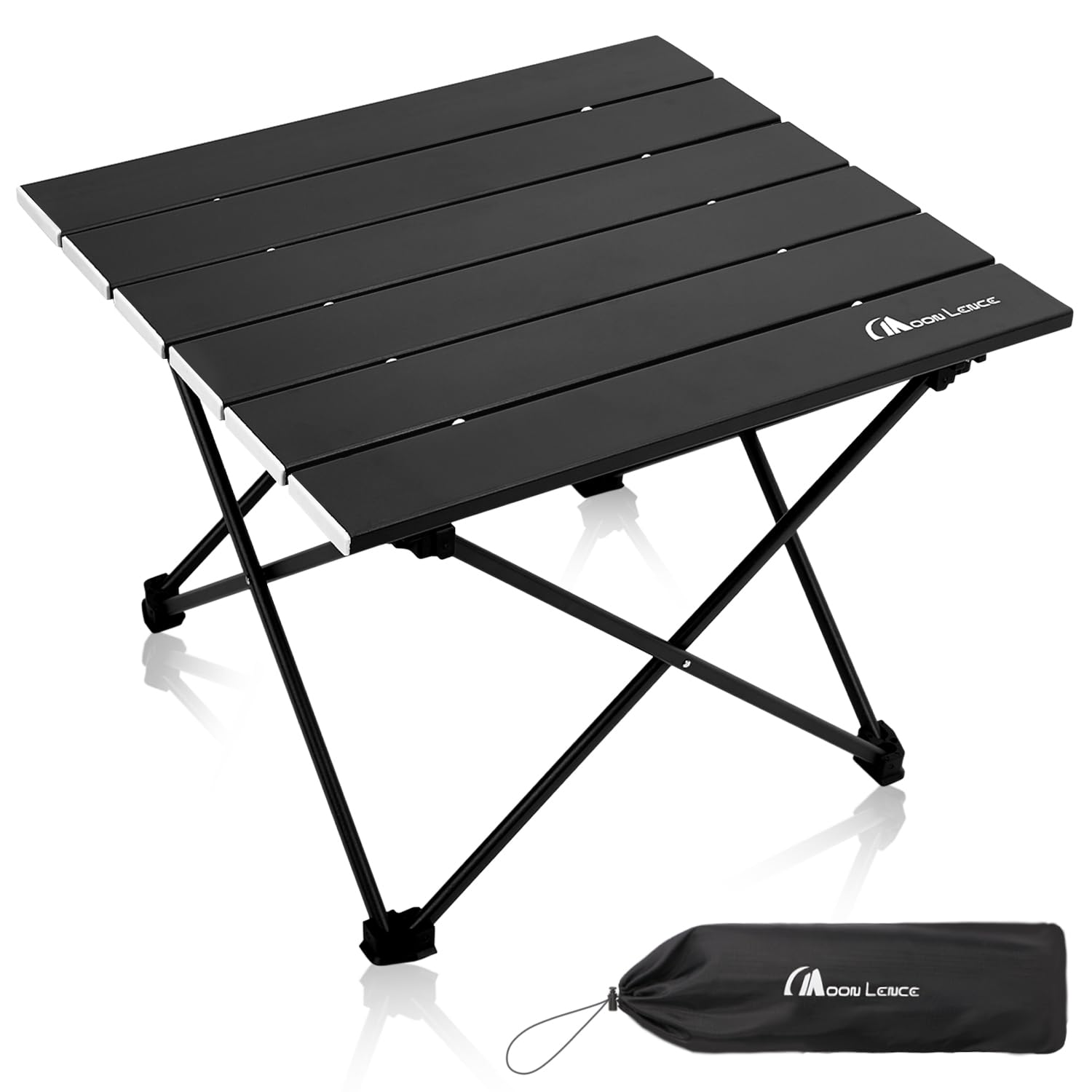 MOON LENCE Folding Beach Table, Small Folding Table, Outdoor Ultralight Aluminum Camping Table, Portable Compact Backpacking, Travel Table for Beach, Picnics, Cooking, Hiking