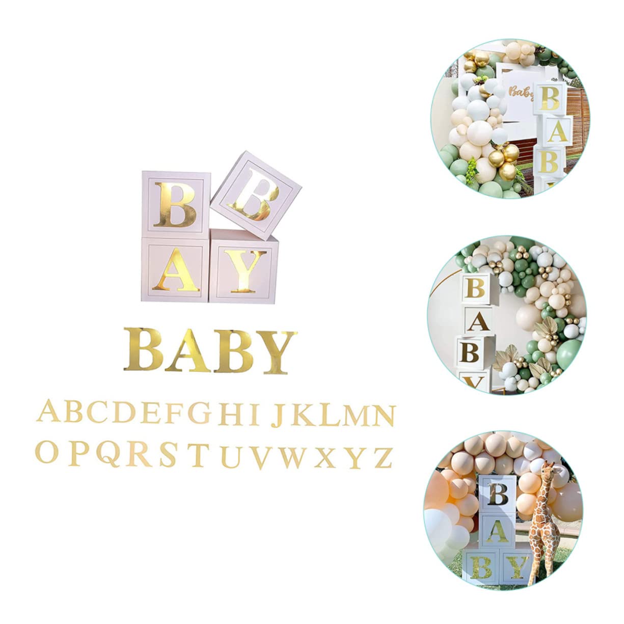 KOMBIUDA Babyboxen mit Luftballonketten aus Papier zur Babyparty Dekoration für Jungen Babybausteine für Shower und Geburtstag