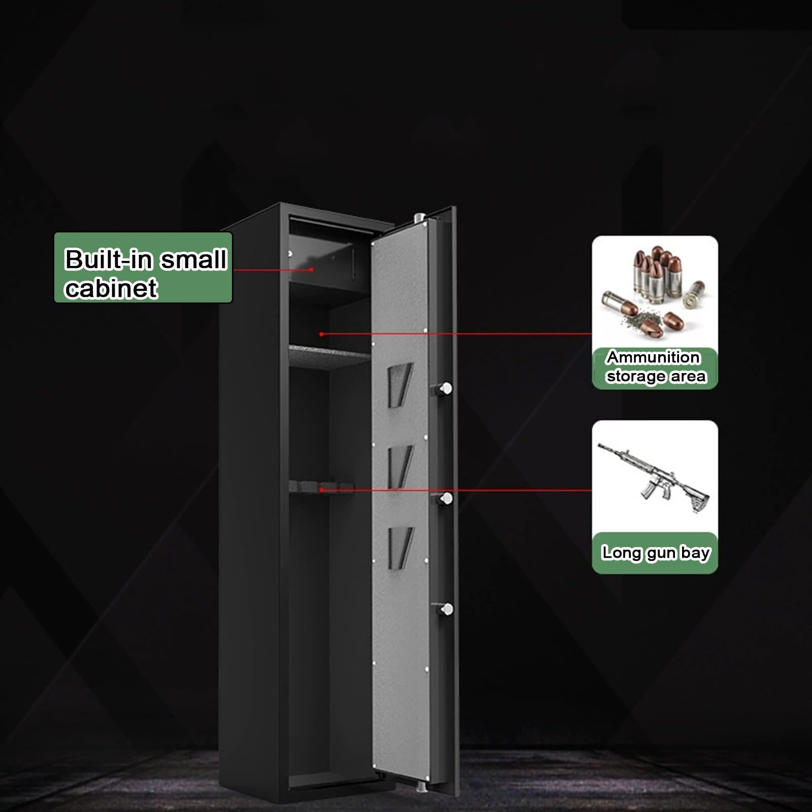 Cassaforte per Fucili Cassaforte per Armi Interamente in Acciaio Cassaforte Elettronica con Password e Impronta Digitale con Funzione di Allarme Intelligente può Contenere 5 Fucili Lunghi