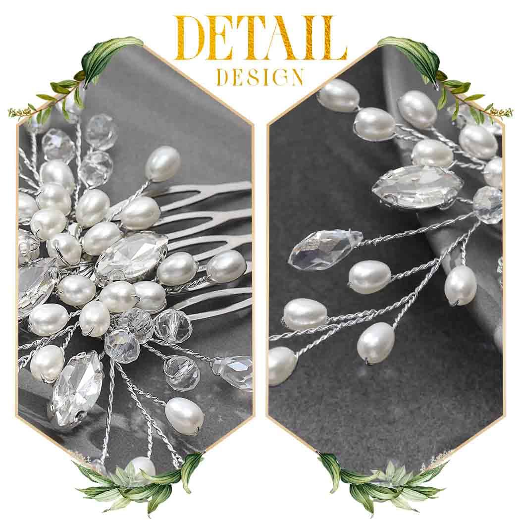 Perla sposa sposa sposa capelli pettine argento perline capelli pezzo di strass accessori per capelli per le donne