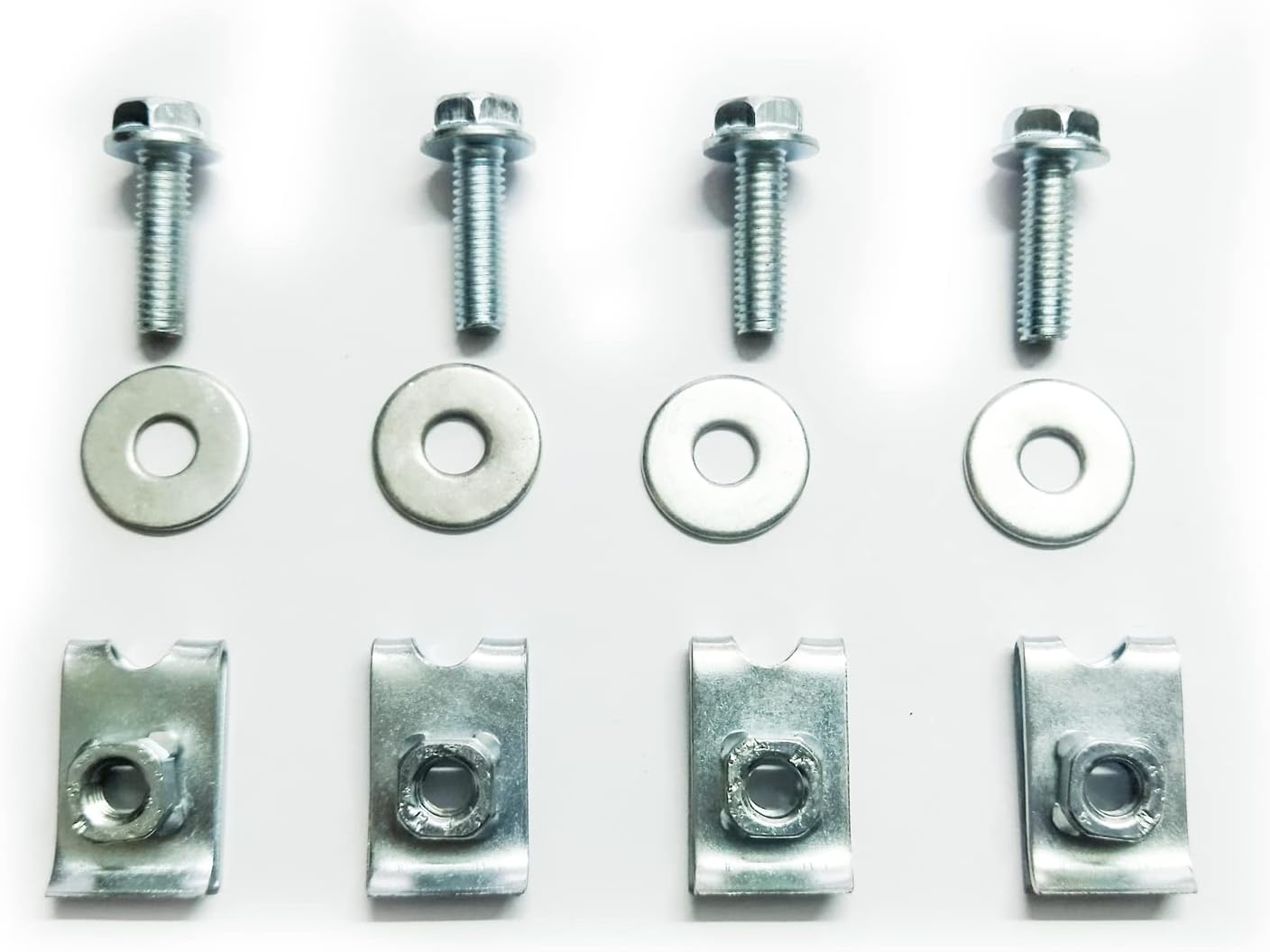 Automotive Car License Plate Fasteners Buckle Suitable 6mm Screw Rivet Fixed Retaining Clips Metal Set of 4 Sets T2 Nut U-Type Gasket with Washers and Bolt Number Plate Patti Set