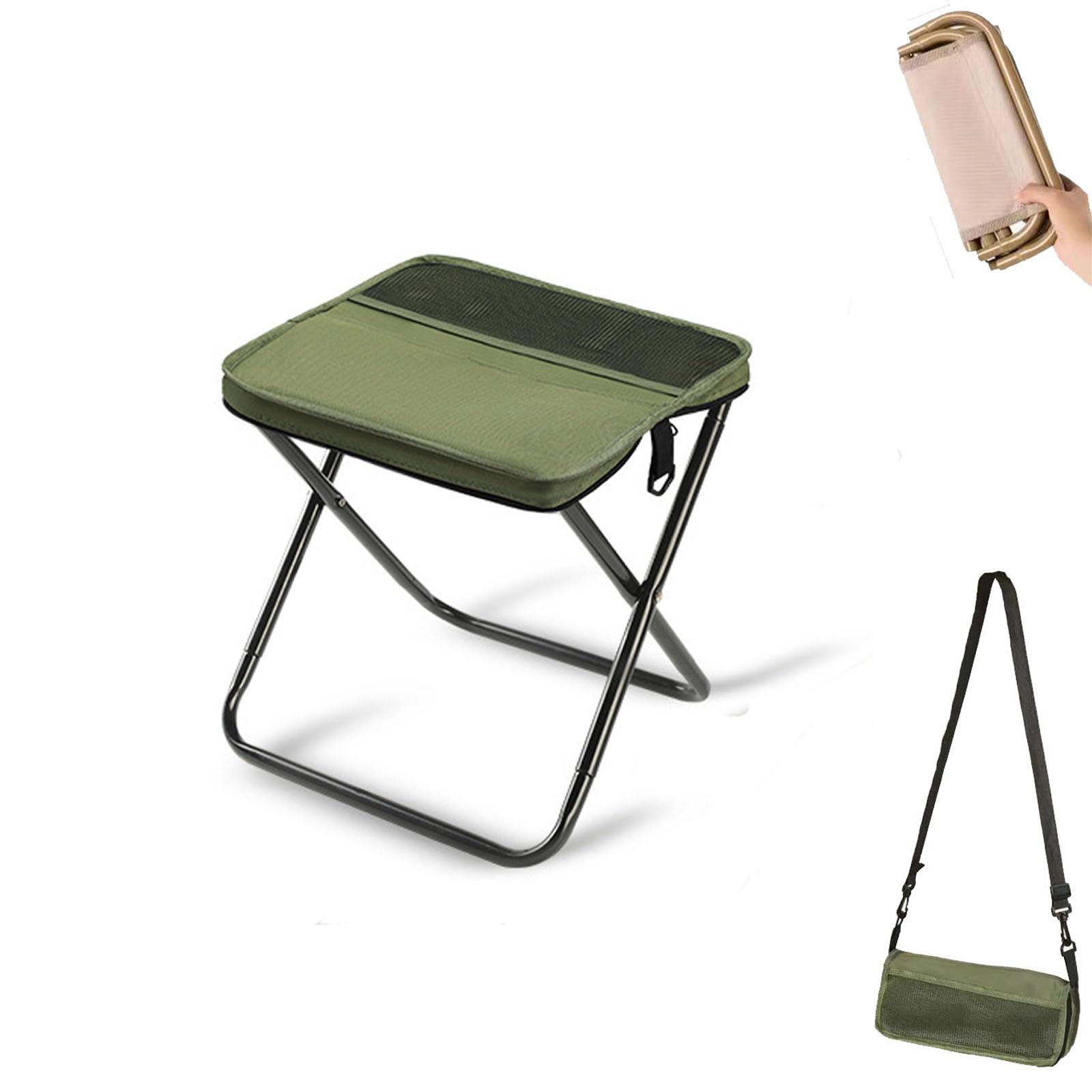 Foldable Backpack Stool, Folding Stool, Mini Outdoor Camping Stool with Carry Bag, Folding Slacker Chairs, Hold Up to 120kg for Fishing Travelling Picnics, Hold Up to 120kg (B, L)