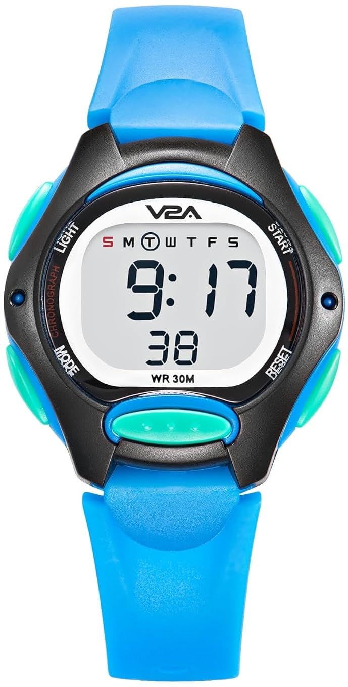V2A Digital Watch for Boys Kids Between 3 to 10 Years of Age Multi-Functional 30 M Waterproof Digital Sports Stainless Steel Watches for Boys| Watch for Kids age 3 5 6 7 8 (Black Case and Blue Band) (B0CCPDXGC2) Amazon Price History, Amazon Price Tracker