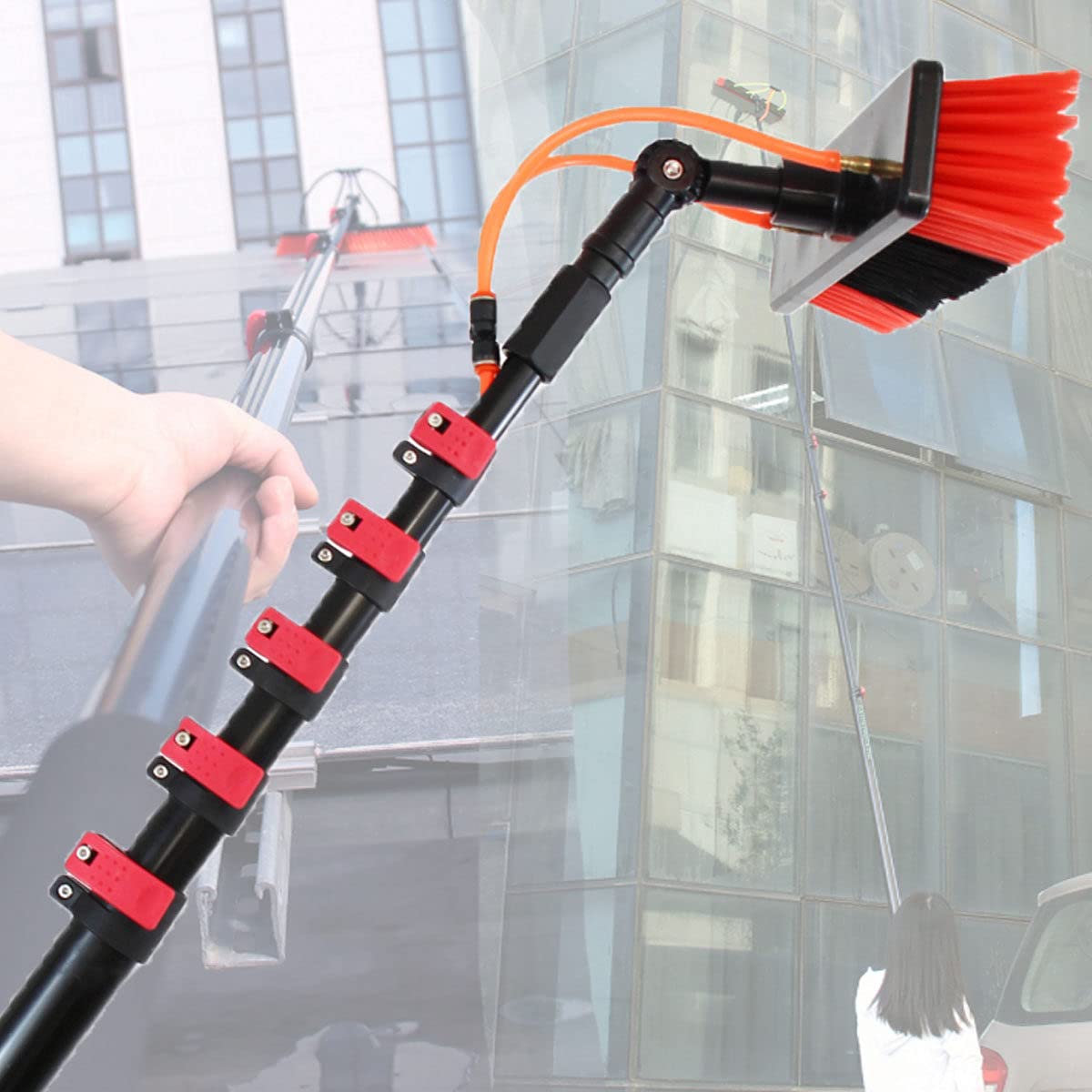 JYBNBBE Adjustable 11m Water-Fed Window Cleaning Brush - Ideal for Solar Panels & Photovoltaic Modules - Essential Cleaning Tool for Effective Maintenance,36FT/11M