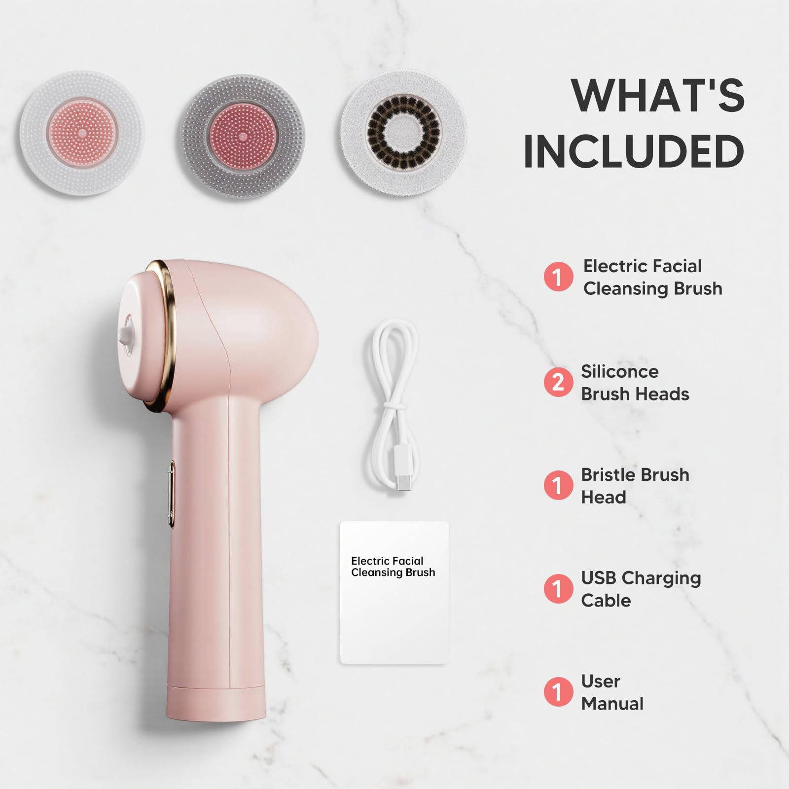 Electric Facial Cleansing Brush, Rechargeable Waterproof Face Scrubber