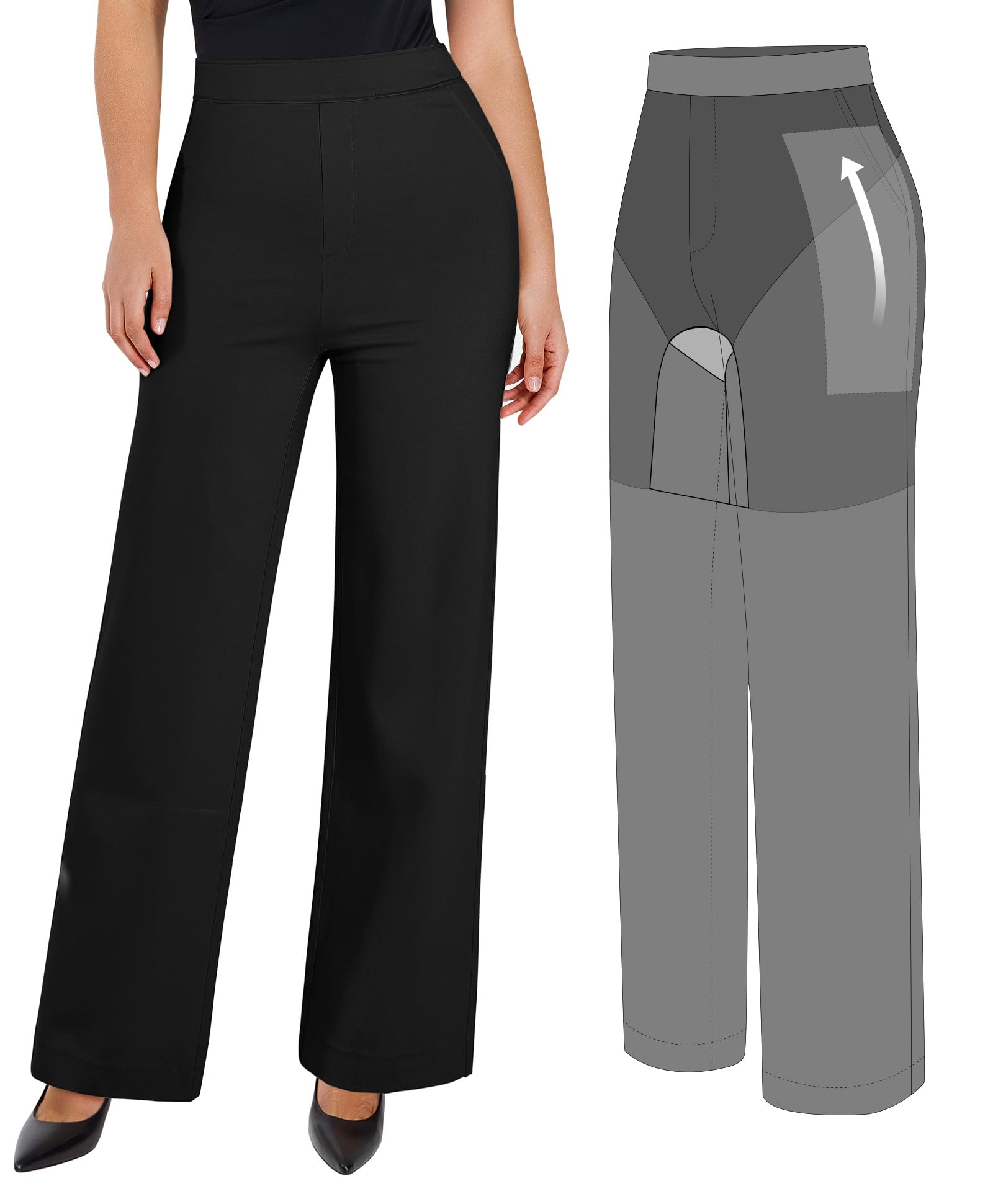 Popilush Work Pants for Women High Waisted Tummy Control Comfy Slimming Dress Pants with Pockets Business Casual Outfits