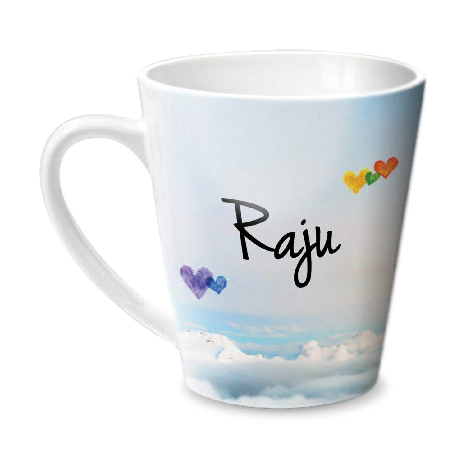 Hot Muggs® Simply Love You Raju Conical Personalised Name Ceramic, 315ml, 1 Unit