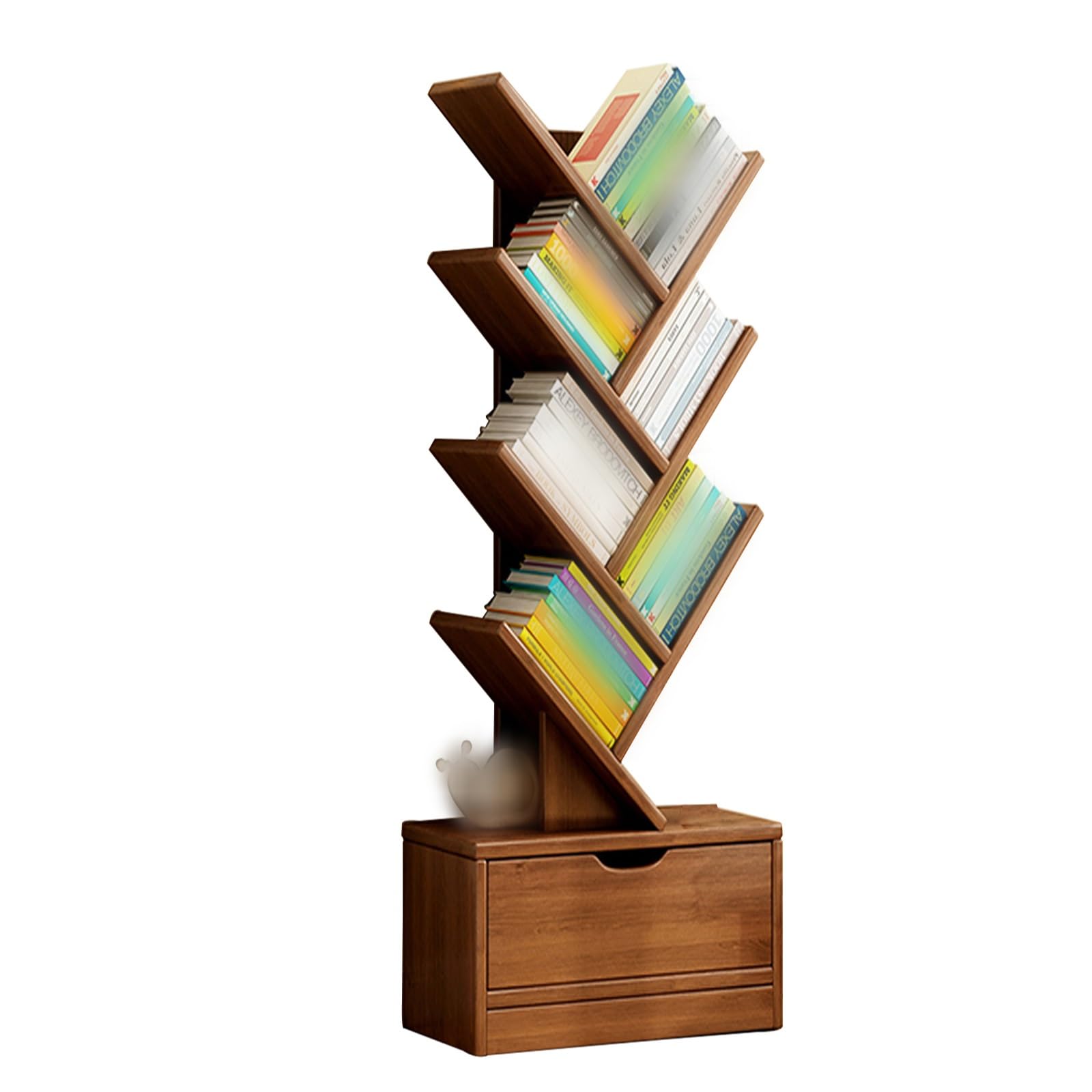 Libreria Verticale a Colonna Libreria Cameretta Bambina Realizzato in Legno Massello, con Armadi, Forte capacità Portante, Librerie da Terra per Ufficio e Casa(A,34 * 20 * 139CM)