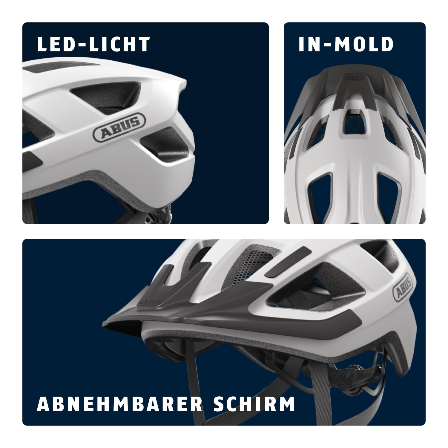 ABUS Fahrradhelm Aduro 3.0 LED - Sportiver City-Helm in stilvollem Design für alltägliche und sportliche Touren - mit Rücklicht - für Damen und Herren