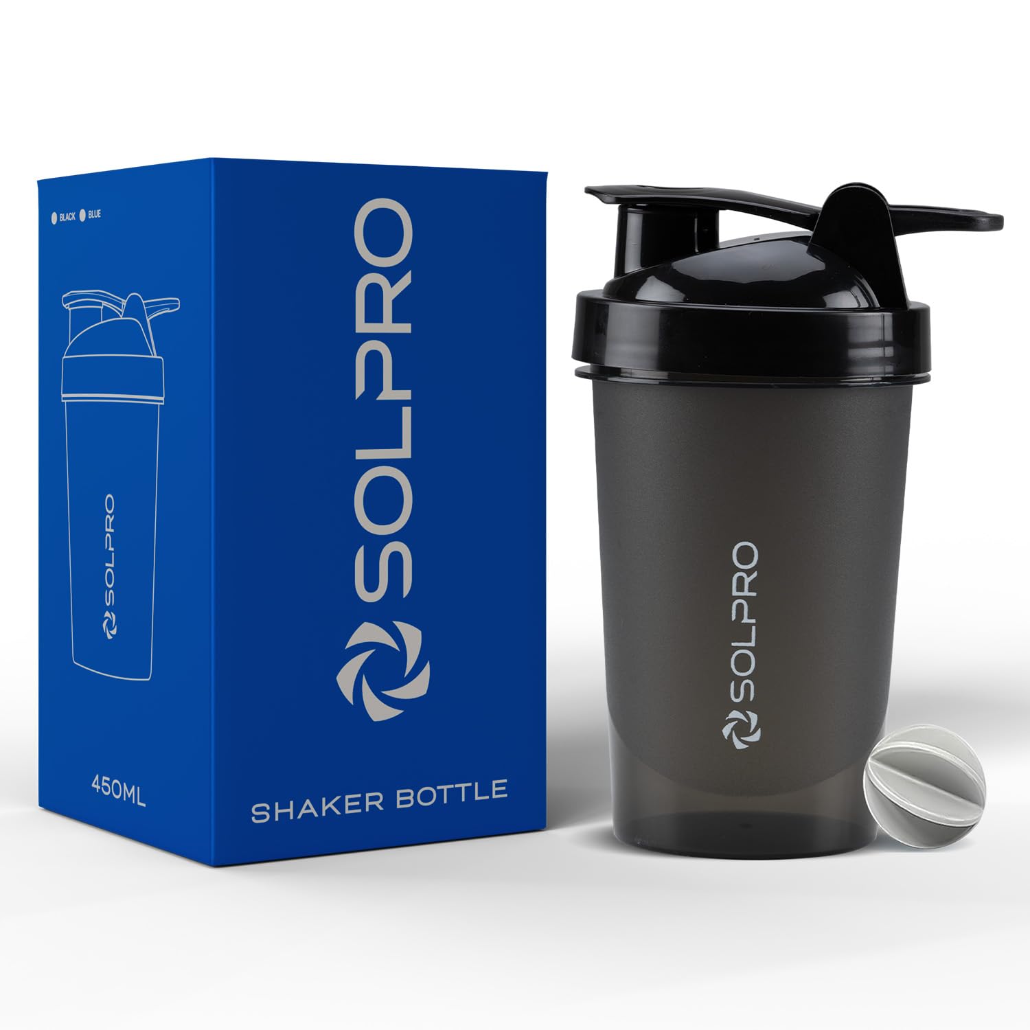 Solpro Fury Shaker Bottle | 450mL | Portable and Leak-Proof | Non-Slip Grip | Ideal for Protein Shakes, Smoothies, Pre Workout and More | BPA Free