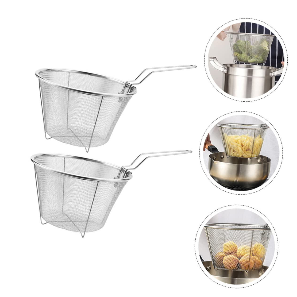 ステンレス製フライヤー 本体とバスケット2個付き