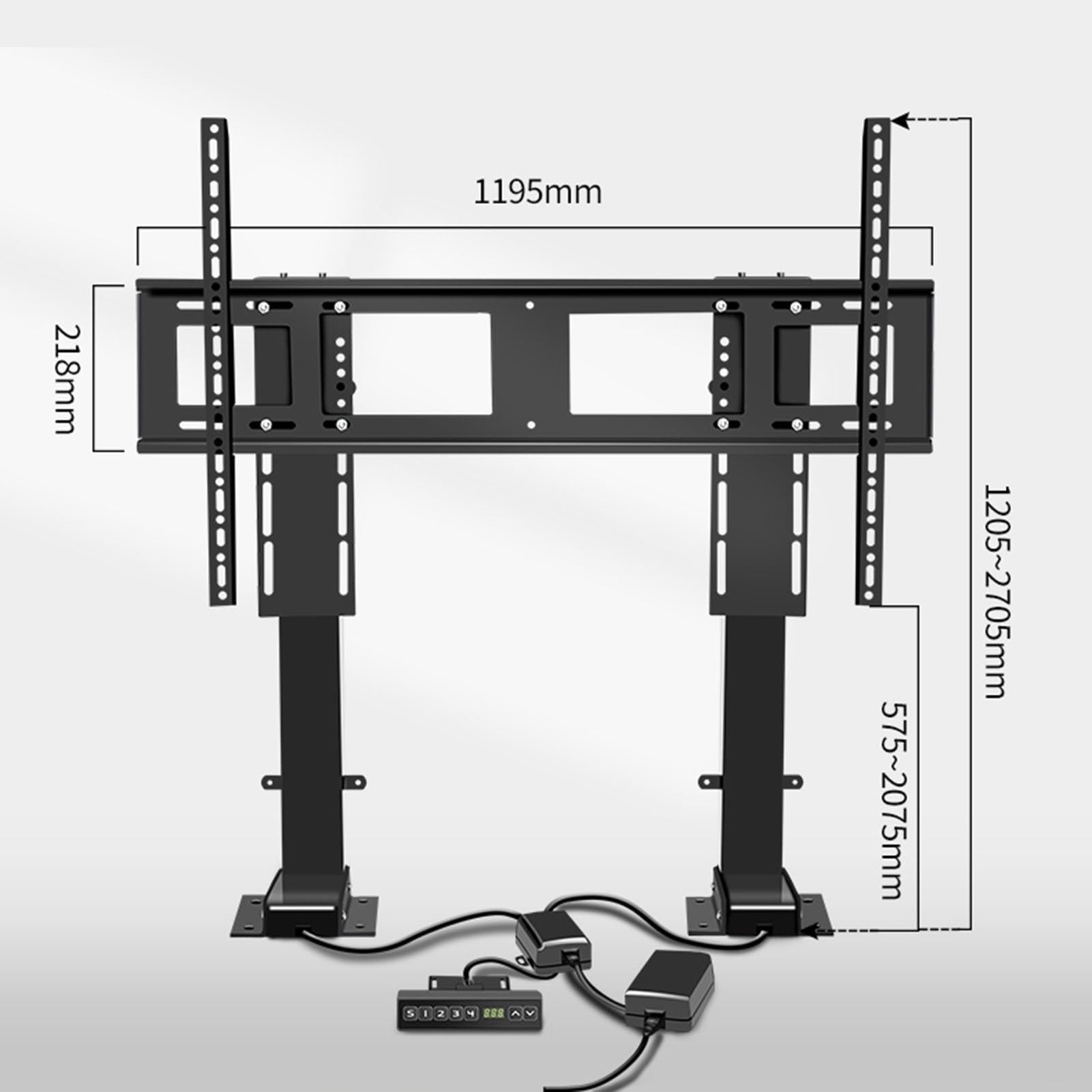 Elevador Motorizado Para Tv, Soporte Ajustable Para Tv, Mecanismo De Elevación Con Control Remoto, Doble Motor De 150 Cm/59 Pulgadas, Para Televisores De 55 A 120 Pulgadas De Hasta 130 Kg/286 Lb, 120