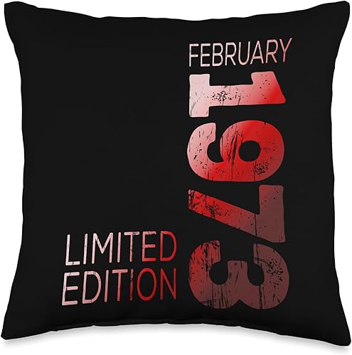 Month of February Year Retro Vintage 1973 Throw Pillow, 16x16, Multicolor