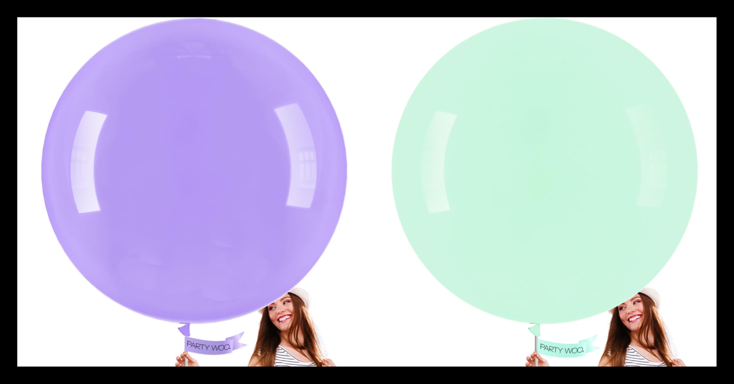 PartyWoo Purple Large Balloons 4 pcs and PartyWoo Mint Green Large Balloons 4 pcs 36 Inch Pastel Green Light Green Giant Big Jumbo Balloons for Birthday Baby Shower Wedding Anniversary Graduation Part