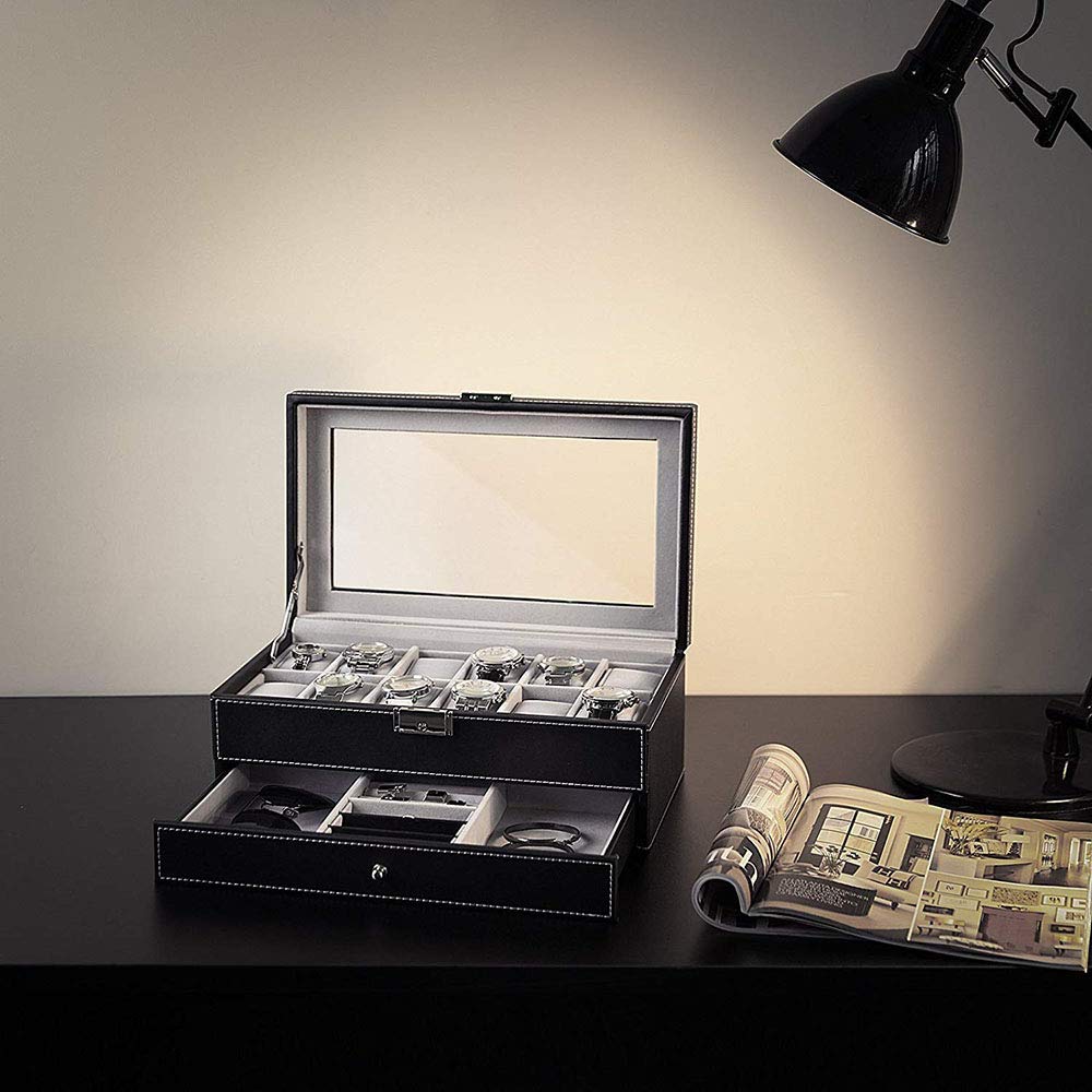 Amazon.co.jp: 腕時計 ケース 12本 時計 収納ボックス 2段式 高級