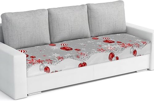 Fundas de cojín elásticas de Navidad para sofá, seccional, individual, en forma de T, protector para muebles con parte inferior elástica, bolas