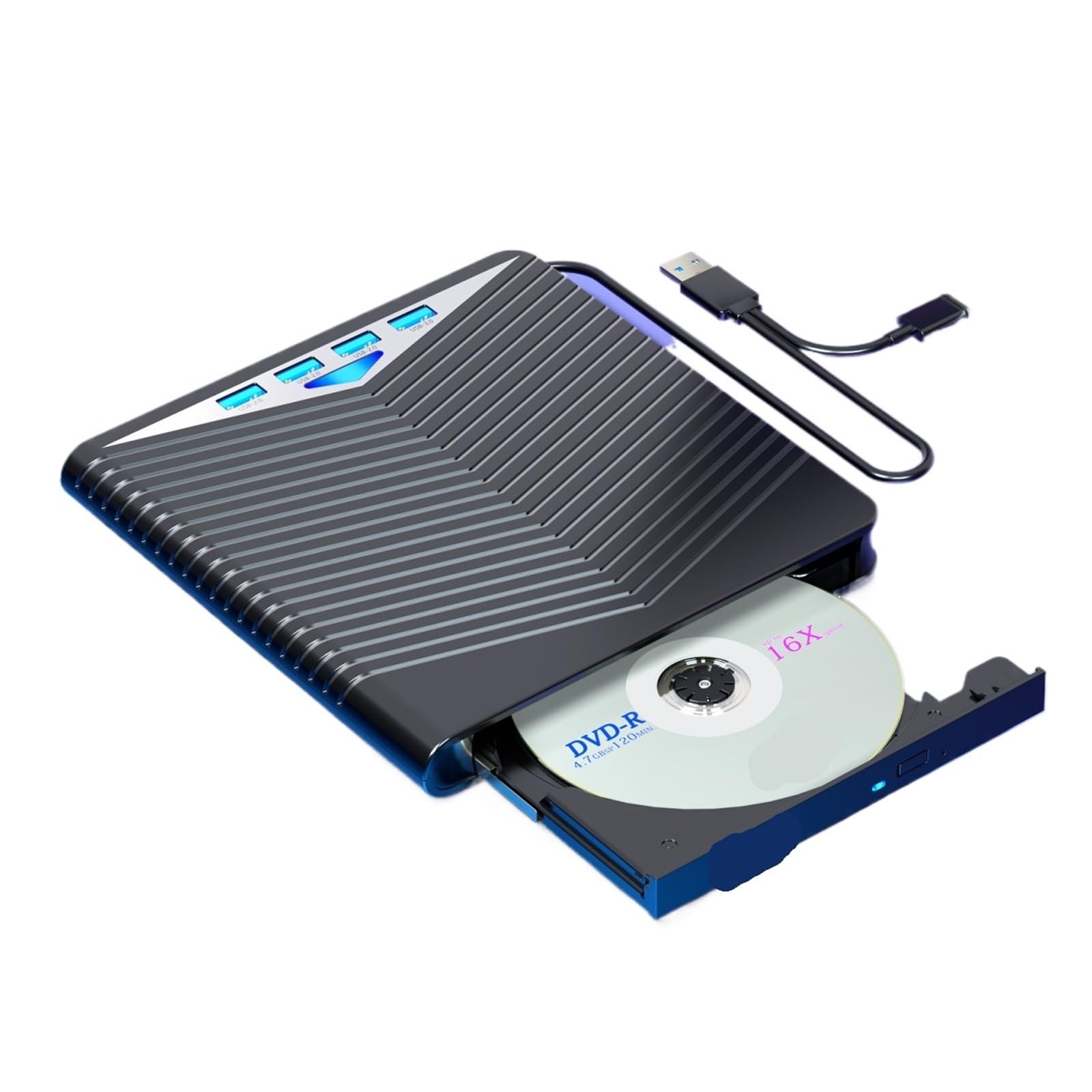 Dcdcd One Color 7-In-1 Usb3.0 & Type-C External Optical Drive - Cd/Dvd/Vcd Rw Burner Player With Sd/Tf Port