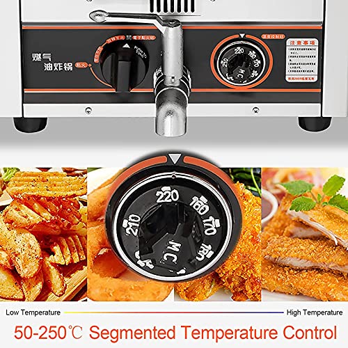 Generic Professionelle Gas-Aufsatz-Fritteuse, kommerzielle Edelstahl-Fritteuse mit Korb & Ölablassventil für Pommes-Restaurants Supermärkte – Bild 6