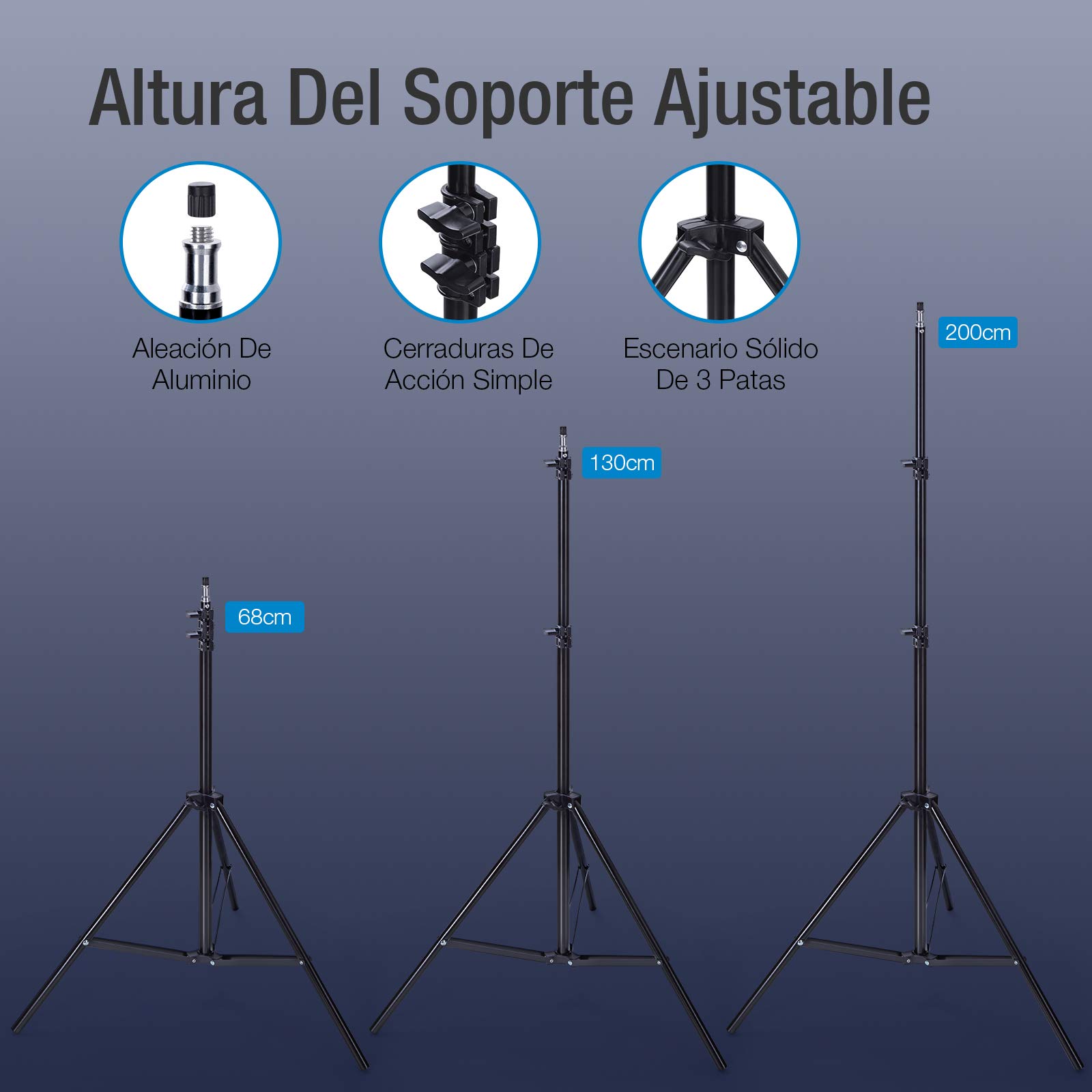 OMBAR Kit Iluminacion Fotografia con 2 Softbox de Nailon 50×70cm y 2 Bombillas de 135W 5500K E27 y 1 Bolsa de Transporte, para Videos de Retrato de Estudio, Luz para Estudio Fotográfico Profesional