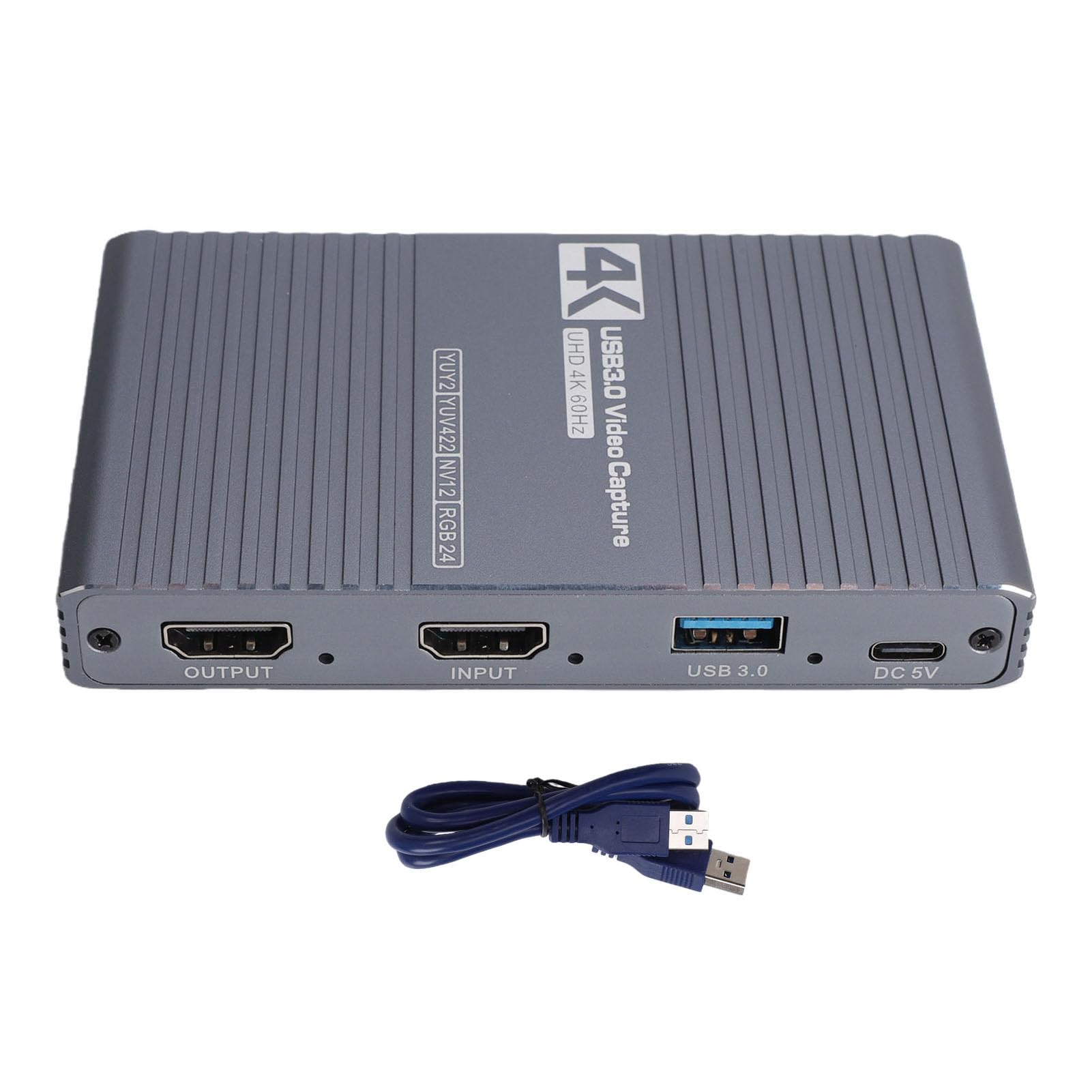 Jiawu Scheda Video, Scheda di Acquisizione Video USB 3.0 4K60FPS con Porte da 3,5 Mm e Uscita Loop Out per la Registrazione in Streaming di Giochi e Configurazioni a Doppio Schermo