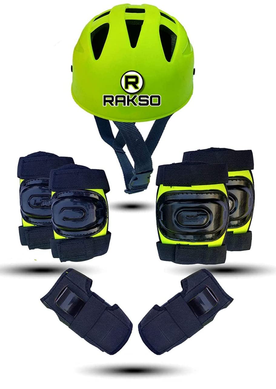 RAKSO Kids/Youth Knee Pad Elbow Pads Guards Protective Gear Set kit for Roller Skates Cycling Skateboard Inline Skating Scooter Riding Sports (Skating kit Green Small) (B0C6V37T2L) Amazon Price History, Amazon Price Tracker