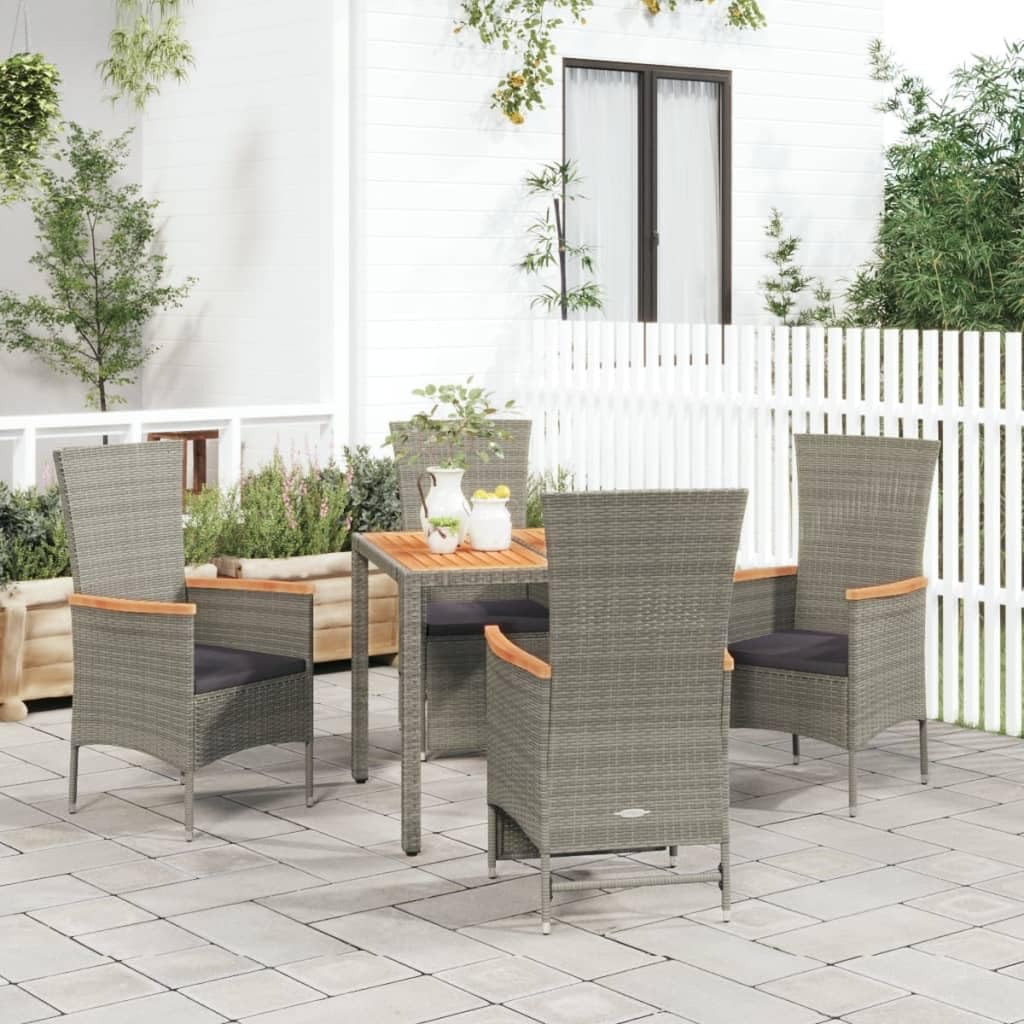 Hothingwell Gartenmöbel-Set, 5-teilig, Kissen, grau, geflochtenes Harz