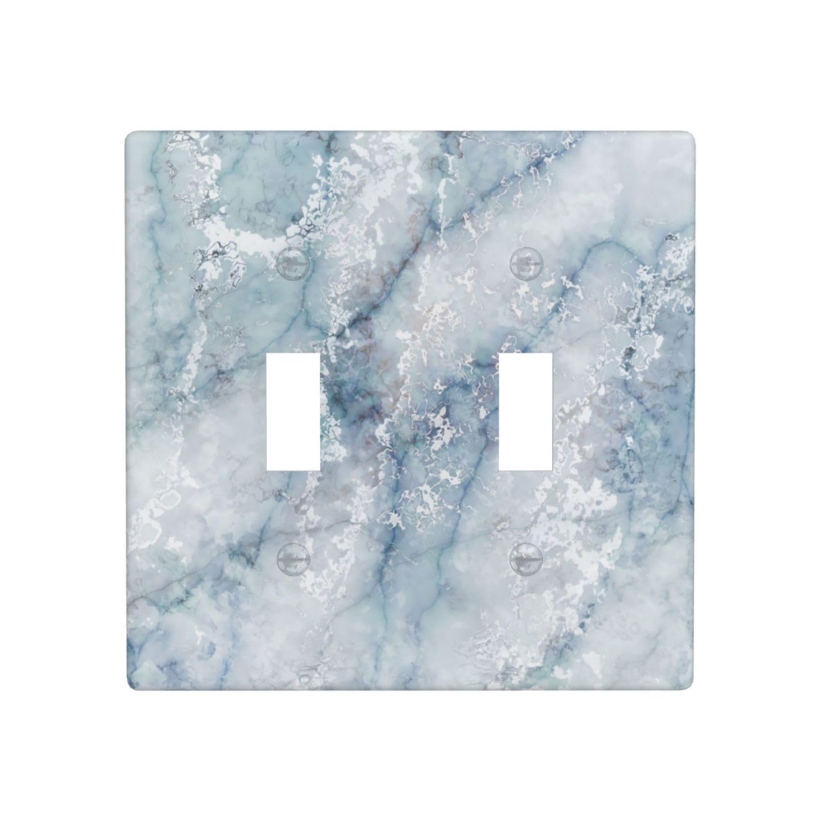 Blue Marble Texture Double Toggle Light Switch Cover Decorative 2 Gang Wall Plate Outlet Covers for Home Indoor Bathroom Kitchen Decor Standard Size 4.5" x 2.76"