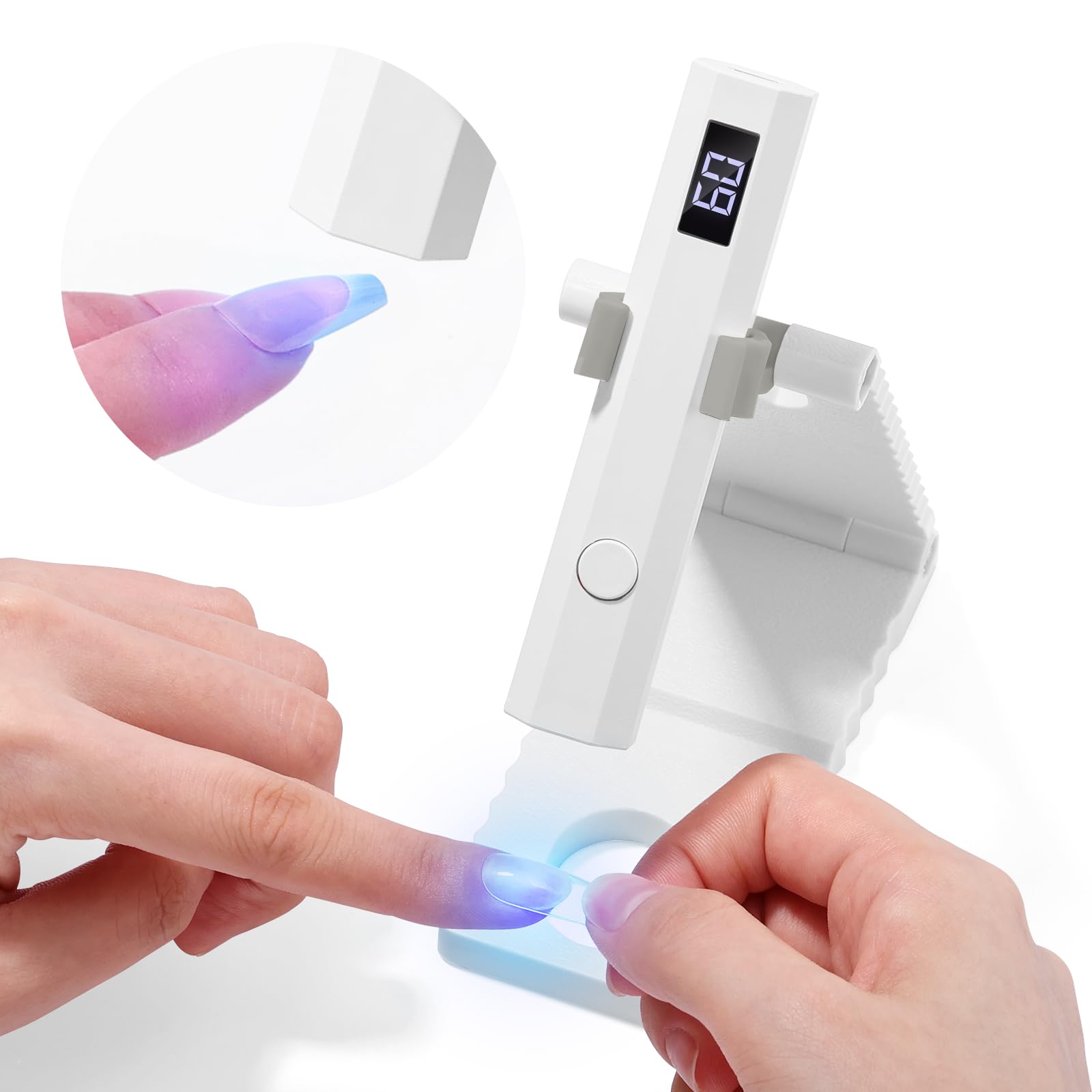 SAVILAND Hands-Free Nail Lamp with Stand: Flash Cure Lamp with 20s/60s Countdown Timer LCD Display 200 mAh Rechargeable LED Nail Light for Gel Nails Polish Rhinestone Decoration DIY Home - Image 2