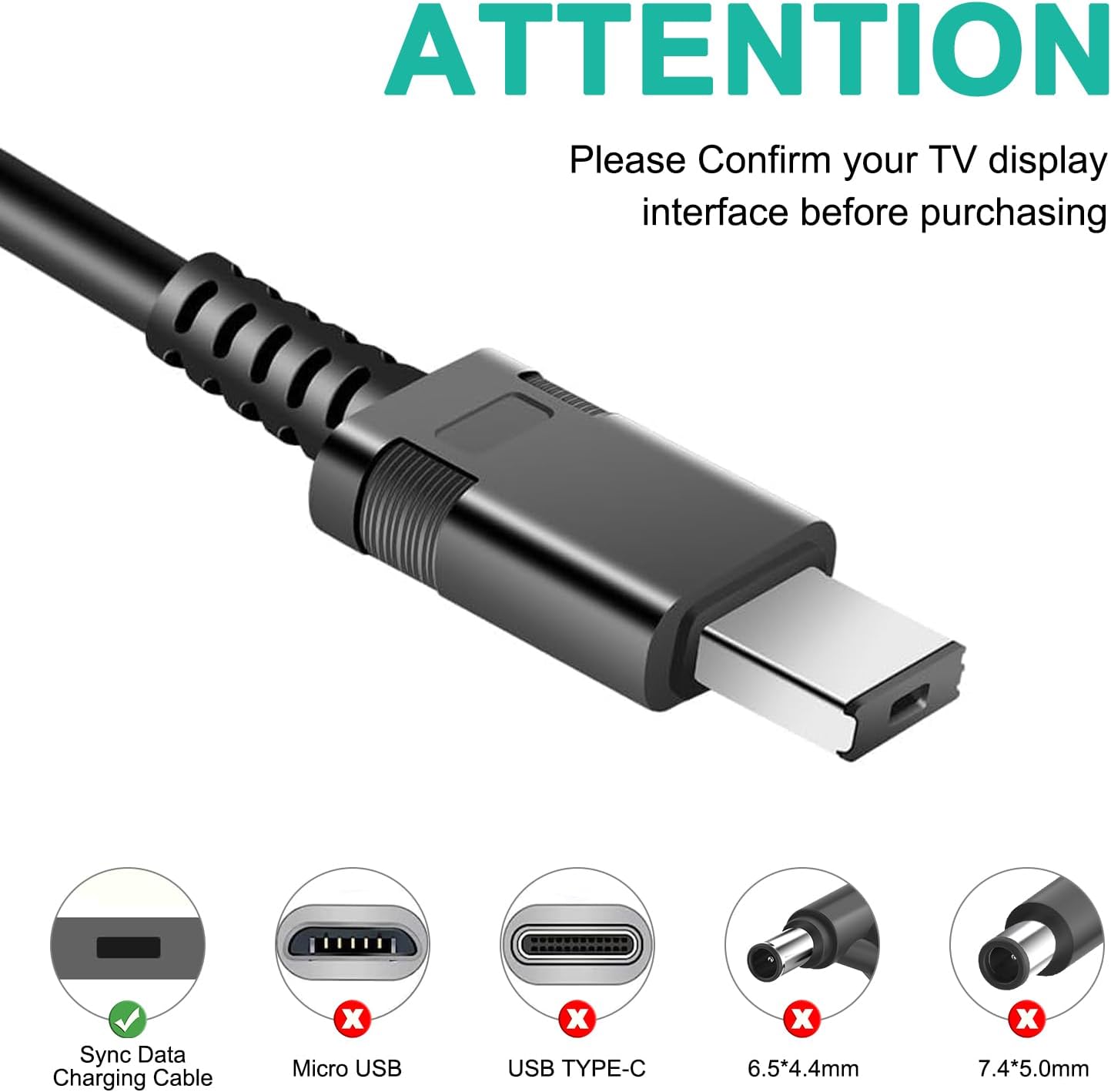 HKY Sync Data Charging Cable for Sony 55X9400E 65X9400E 65X900E 65X905E 65X930D 75X900E 75X900E 65X930E XBR-65X900E XBR-55X930E Smart LED TV Power Cord Fit AC Adaptor ACDP-240E01 ACDP-240E02